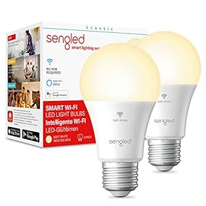Sengled Smart Bulbs That Work with Alexa, WiFi Light Bulbs LED E27 Compatibal with Alexa Echo Dot Google Home, Dimmable Remote Control, Smart Light Bulbs 87% Energy Saving 60W, 806LM 2700K, 2 Pack