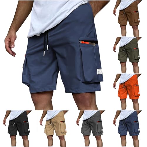 Kurze Hosen Herren Cargo Shorts Sommer Chino Shorts Kurz Arbeitshose Laufshorts Wanderhose Casual Herrenshorts Einfarbig Freizeitshorts Outdoorshorts Sporthose Männer Cargoshorts Marine XL