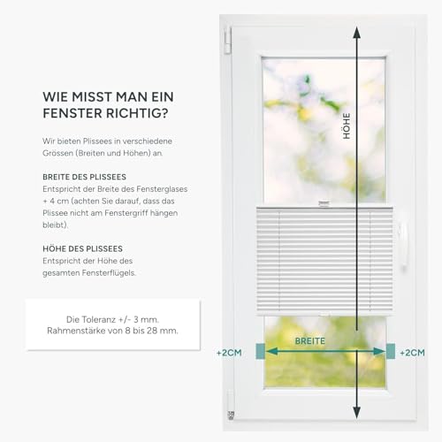 Estika Wabenplissee ohne Bohren nach Maß – Thermo- und Verdunkelungsplissee, Premium Klemmfix (8–28 mm), erhältlich in verschiedenen Breiten (30–129 cm) und Höhen (50–149 cm). Montagezubehör inklusive