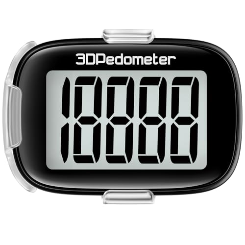 Pedometer Walking 3D Step Counter with Clip & Lanyard, Simple Activity Tracker Without Smartphone for Women, Men & Seniors-Core Black