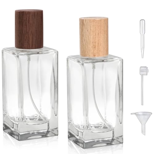 Yerpkefey 2Pack Glass Spray Bottles Perfume Atomizer 50ml/1.7Oz Refillable