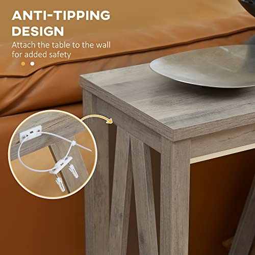 Homcom Farmhouse Console Table With Storage Shelf, Rustic Sofa Table With Anti-Tipper For Living Room Furniture, Bedroom And Entryway, Gray #TOP5