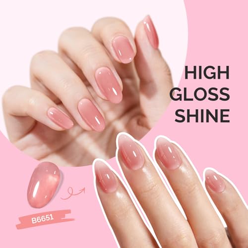 Image of MelodySusie Jeweliver Jelly Gel Nail Polish, 0.5Fl.oz Carnation Nude Pink Gel Polish Soak Off UV LED Light Cure Gift for Women Manicure Nail Art DIY at Home B6651