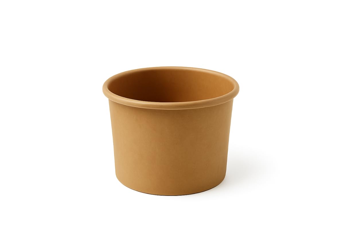 Tarros de sopa Kraft y blanco con tapa PP transparente - Contenedores desechables para platos fríos y calientes, 240 ml, 355 ml, 480 ml, 50, 100, 1000 - 2 colores (MARRON, 240 ml, 100 unidades)