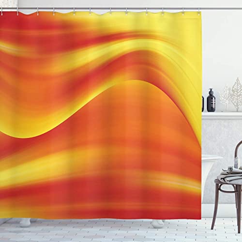 Lignes Oranges Rideau Douche, Lignes Oranges Rideau de Bain 100% Polyester Tissu Rideau de Douche Anti Moisissure Imperméable pour Salle de Bain ou Baignoire, 8 Crochets, 120 x 200 cm Cover