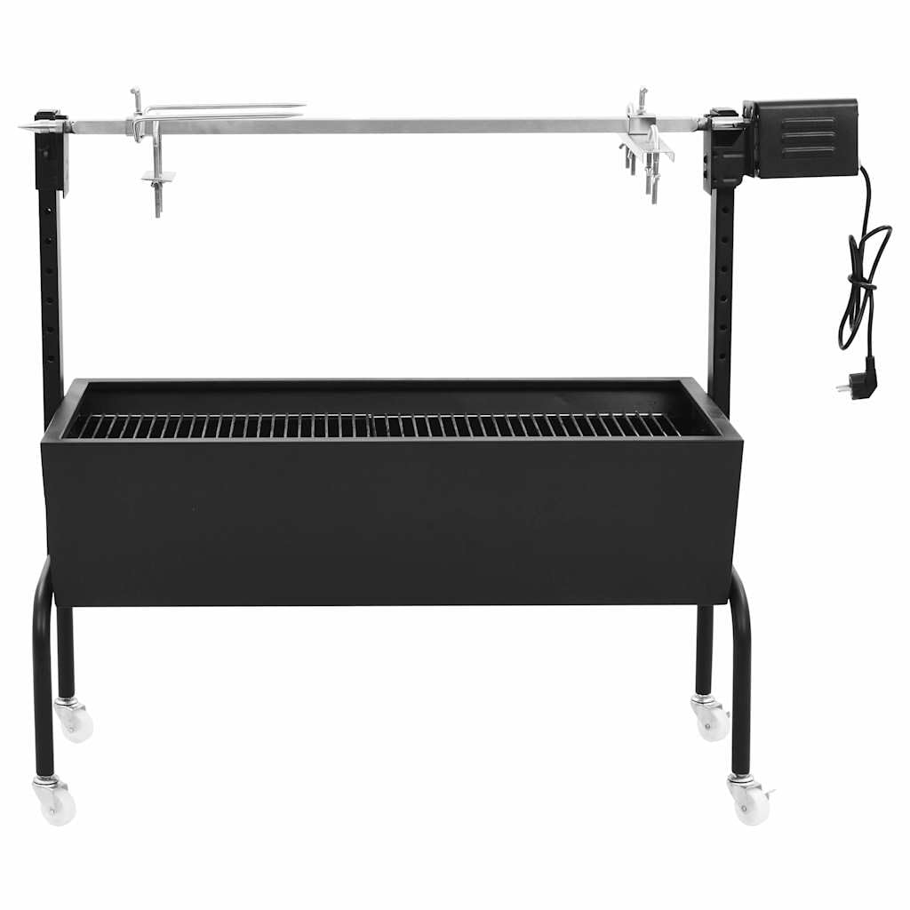 vidaXL Espetón de Asado/Barbacoa Eléctrica Parrilla de BBQ de Patio al Aire Libre Playa Camping Carbón Espaciosa de Acero Inoxidable