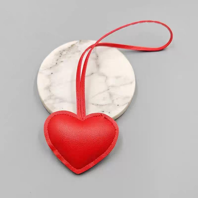 DESIAR 2 PCS Leather Heart Bag Charms Keychain for Women Girls - Cute Heart Keychain Accessories for Tote Purse, Backpack, Handbag (Red and Black) - Image 7