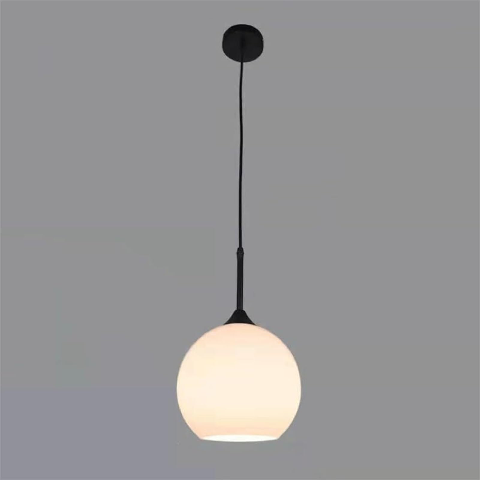 HUAYUSEDF Mini Hand Blown Glass Globe Metal Pendant Lamp Chandelier Hanging Lighting Ceiling Fixture E27 Retro for Kitchen Island Dining Room(Black Color,15cm)