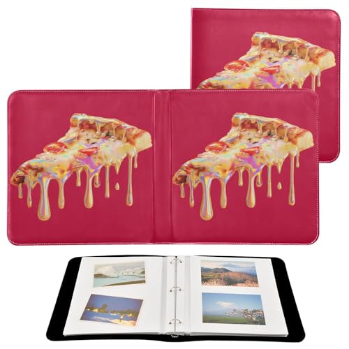 Album photo en cuir synthétique pour photos - Pages autocollantes - 20 feuilles - Style pizza