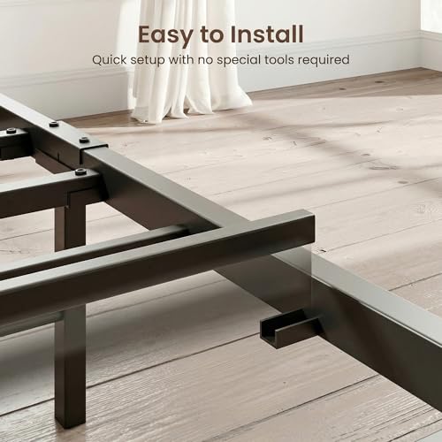 Image of LIKIMIO Twin Bed Frames with Storage Headboard & Charging Station | Upholstered Headboard, Storage Shelf, Solid and Stable, Noise Free, No Box Spring Needed, Easy Assembly (Walnut and Beige)