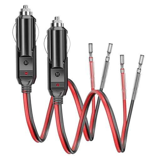 1 FT 12V Cigarette Lighter Adapter with Fused Plug & LED Light 16AWG 12V Cigarette Lighter Plug 6 A Fused Car Replacement Plug Socket Cord (2 Pack)