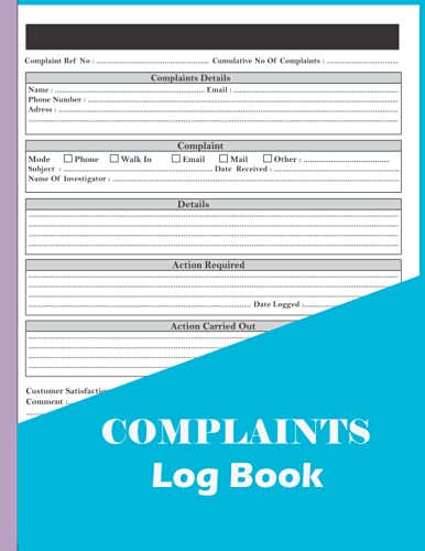 Complaints Log Book: Complaints & Follow Up LogBook, Customer Complaint Log book, Perfect for businesses, sites, waste facilities, commercial and industrial premises