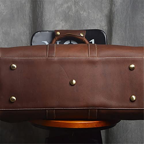 Men's Hand Luggage Bag Travel Bag Genuine Leather Large Capacity Single Shoulder Messenger for 14 Inch Laptop(E)2