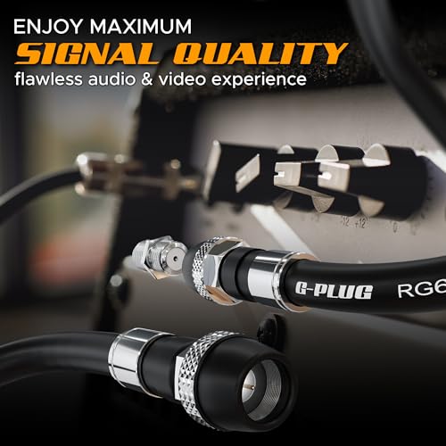 Image of G-PLUG RG6 Coaxial Cable 6FT - Triple Shielded, Waterproof, 75 Ohm with F-Type Connectors, High-Performance for HDTV, Satellite, Internet, Indoor /Outdoor Use