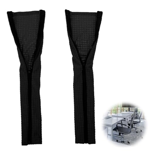 LONGHAO 2 pcs Funda de Reposabrazos para Silla de Oficina Fundas para Reposabrazos Extraíble Silla Funda para Sillón de Oficina,Elástica,Alivia Las Molestias de los Codos,con Cremallera (Negro)