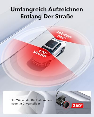 REDTIGER Dashcam Auto Vorne Hinten 4K/2,5K mit STARVIS 2, Dash Cam Auto Kamera 3,18" IPS-Bildschirm, kostenlose 128-GB-Karte,5.8GHz WiFi, GPS, 170°Weitwinkel WDR, Unterstützt 512 GB Max(F7NP) – Bild 4