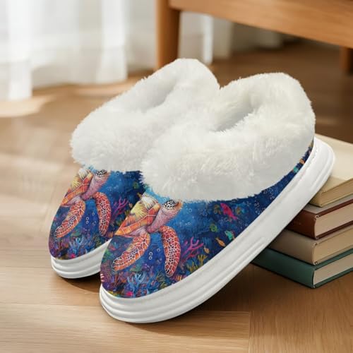 Womens Fuzzy House Slippers Warm Bedroom Shoes Non Slip Platform Comfy Fleece Slippers Indoor and Outdoor3
