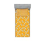Ambesonne Bee Fitted Sheet & Pillow Sham Set, Bumble Bees Producing Honey by Filling Honeycombs Cells Themed Graphic Image Print, Decorative Printed 2 Piece Bedding Decor Set, Twin, Orange Brown