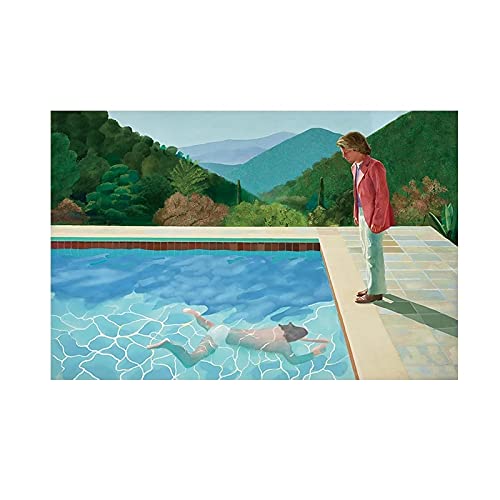 David Hockney (Pool with Two Figures) Canvas Painting Posters Prints Quadros Wall Art Picture for Living Room Home Decor 70x90cm(28x35in) with frame