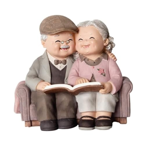 Estatueta de casal de idosos decora&ccedil;&atilde;o resina amor av&oacute;s escultura para casamento...