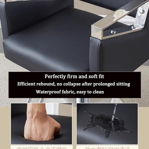 Fotel fryzjerski, klasyczny fotel fryzjerski z obrotem 360°, regulowaną wysokością 10 cm, hydrauliczny fotel fryzjerski z obciążoną stalową podstawą, udźwig 200 kg,Black,A