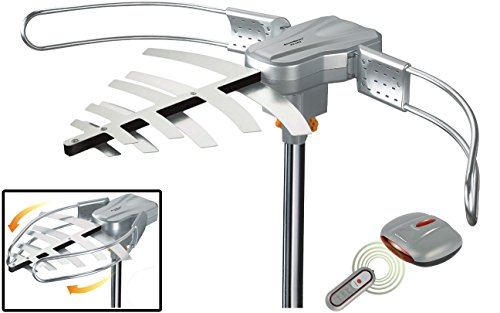 Boostwaves WA-2802 Amplified HD Digital Outdoor HDTV Antenna with Motorized 360° Rotation, UHF/VHF/FM