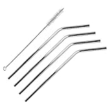 4 Extra Long 18/8 Stainless Steel Bend Straws by XQUARE fits 30 OZ & 20 OZ Yeti Tumbler Rambler...