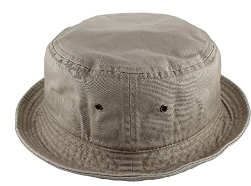 Gelante Solid Color 100% Cotton Bucket Hat For Women And Men Packable Travel Summer Beach Hat 1900-Khaki-S/M thumb #2