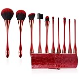Makeup Brushes Set 10PCs Red Makeup Foundation Brush Advanced Foundation Blush Contour Foundation Concealer Eye Shadow Brush Makeup Set