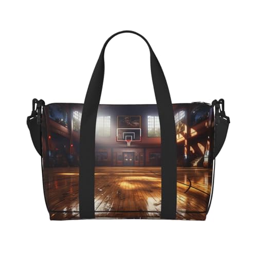 Travel Duffel Bag for Women, Large Shoulder Weekender Overnight Bag, Sport Gym Bag for Men, Carry On Tote Bags, Basketball court Luggage Bag for Travel Essentials - Main Image