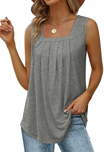 Saloogoe Womens Tank Tops Loose Fit Square Neck Summer Tops Maternity Clothes Grey XL