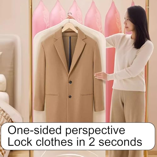 2Pcs 47in Garment Bags for Hanging Clothes, Pink, Plastic Garment Covers, Transparent Visibility, for Home Storage, Travel3