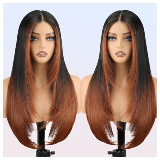 NOSTALGIA Synthetic Lace Front Wig Pre Cut Lace Glueless Wig Wear And Go 13X5X1 Inch HD Lace Auburn Brown Black Root Layered Pre Plucked Glueless Wigs For Women