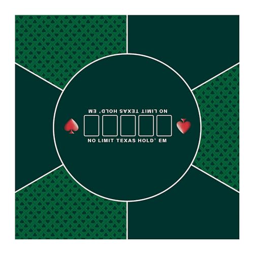 LaiEr 60/80/100/120/140/160cm Square Poker Mat Texas Hold'em Poker Rubber Mat Poker Topper for Tables Folding Portable Poker Table Top Layoutw for Poker Games Blackjack Casino(100*100cm Green)