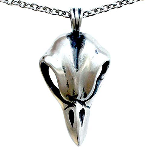 Crow Raven Skull Gothic Magic Spirit Bellatrix Lestrange Vintage Halloween Jewelry Wiccan Wicca Pagan Magic Men's Pendant Necklace Protection Amulet Wealth Money Charm Talisman w Stainless Steel Chain