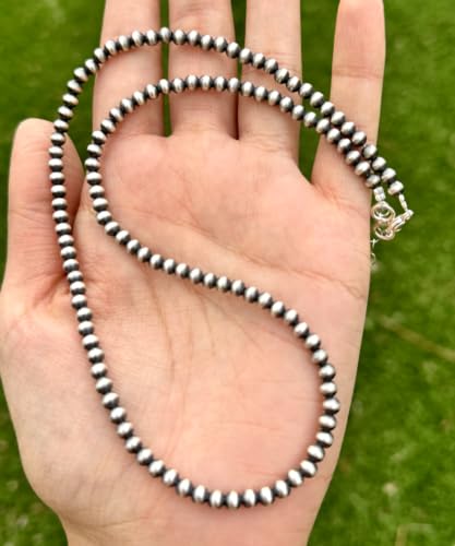 4mm Sterling Silver Oxidized Pearl Bead Necklace Southwestern everyday wear Navajo Style2