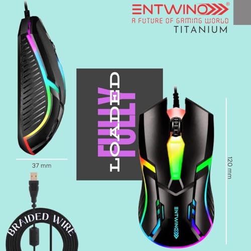 Image of ENTWINO Gaming Mouse Combo: RGB Lights, Mousepad, USB & C-Type OTG Cables � White or Black