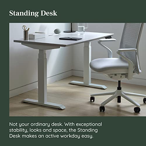 Image of Branch Standing Desk, Adjustable Height Desk with Dual Motors | 3-Stage Lift, 4 Memory Presets, 48 Inches, White Base and Fog Top