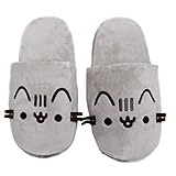Superweiches Plüschmaterial Pusheen Damen Slippers-Slide on M/L, Grau 001, 42.5 EU