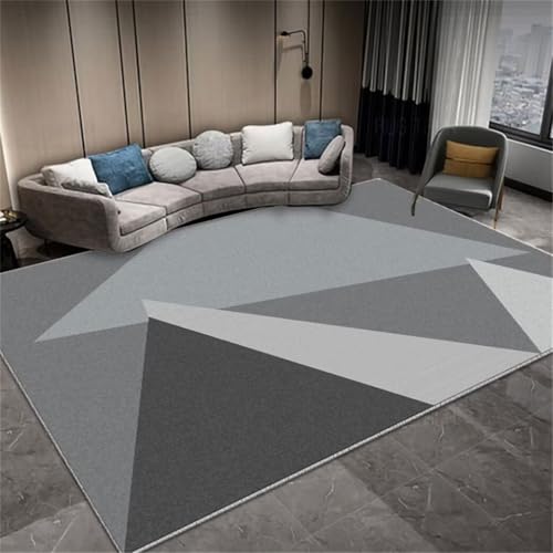 Tapis salon gris 180X250cm au design géométrique moderne