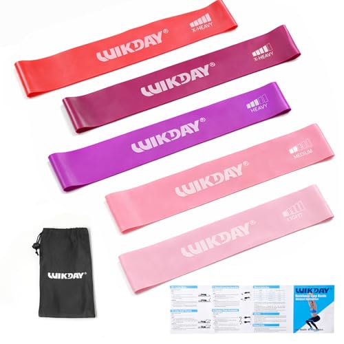 Image of WIKDAY Resistance Bands for Working Out Exercise Loop Bands Workout Bands Set for Men Women Body Stretching, Crossfit Training, Home Workout, Physical Therapy, Booty Legs, Set of 5