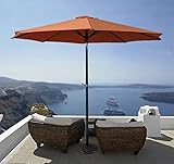 landhausschirm holz Ø 3,00 m, rund, mit 2 - tlg. Mittelmast Schirmform: rund (8 Rippen) Kurbelmechanismus zum Öffnen des Schirms Maststärke: 48 mm Gestell: Aluminium, anthrazit pulverbeschichtet Bespannung: Polyester 180 g/m² terracotta wasserabweisend beschichtet
