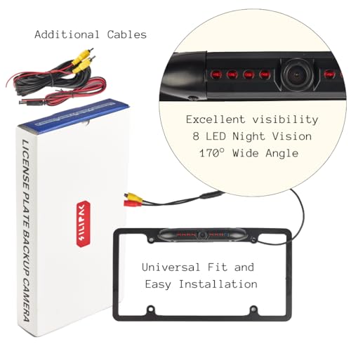 Image of License Plate Camera - Waterproof Universal HD Rear View Backup Camera with Night Vision, Wide Angle, and Easy Installation Premium Reverse Parking