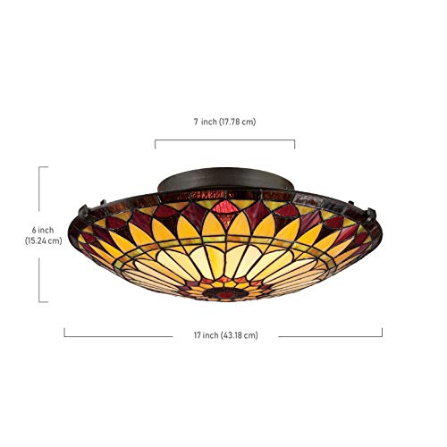 Quoizel Tf1400Svb Tiffany Flush Mount Ceiling Lighting, 2-Light, 150 Watts, Vintage Bronze (6" H X 17" W #TOP1