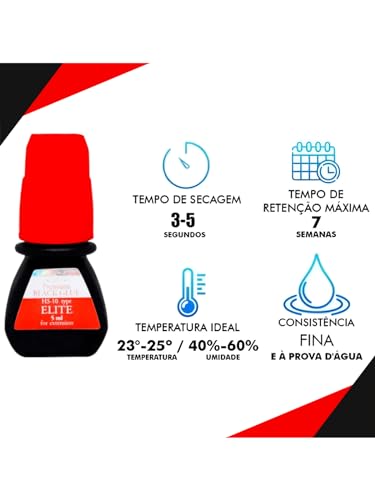 Cola Elite Para Cílios Fio A Fio Volume Russo Seca Rápido 3ml HS-10