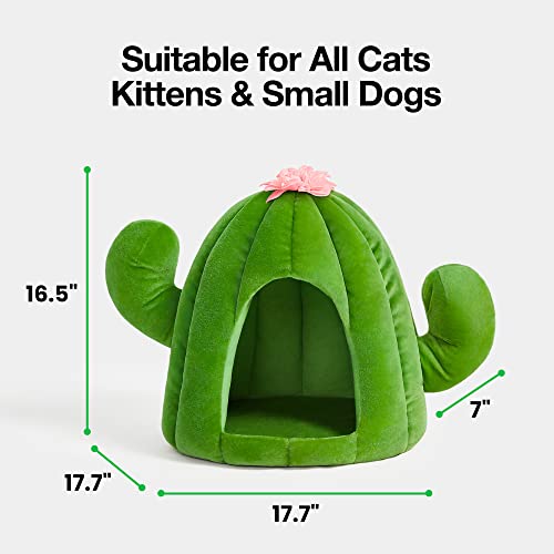 Vetreska Cute Cactus Cat And Dog Bed, Cats Cave Dog House, Comfy Pet Bed With Machine Washable Nest Cushion For Cats, Dogs, Puppy, Kitty, Kitten, Rabbit, Green Cactus #TOP4