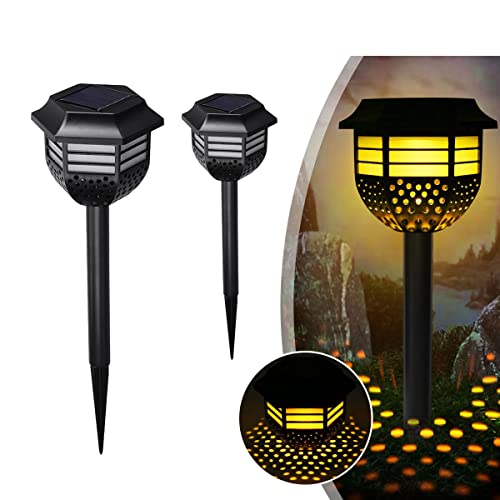 Solarleuchte Garten LED Solar Gartenleuchte Wegleuchte warmweiß Solarlampe Außen IP65 Wasserdicht Edelstahl Ideal für Terrasse, Rasen, Garten Hofwege (2 Stück ) (Warmweiß) Cover