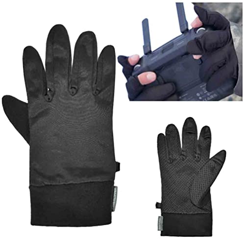 グローブ インナー 手袋 メンズ レディース カメラマン ドローン フィルマー フォト スマホ 指切り ブランド スキー スノボー 防寒 あったか お洒落 ブラック BLACK S/M