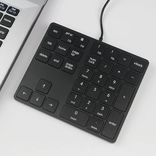 Qisan Numeric Keypad Wired Numpad 34 keys Portable Keypad USB External Mini Slim Keyboard Magicforce For Financial Cashier Securities-Black