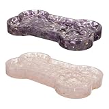 HEALSOPTHY 2 Piezas Bandeja para Joyas Forma de Hueso de Perro de Bandeja de Resina con Diseño de Cristal Rosa y Organizador Multifuncional para Anillos Collares y Pendientes Soporte